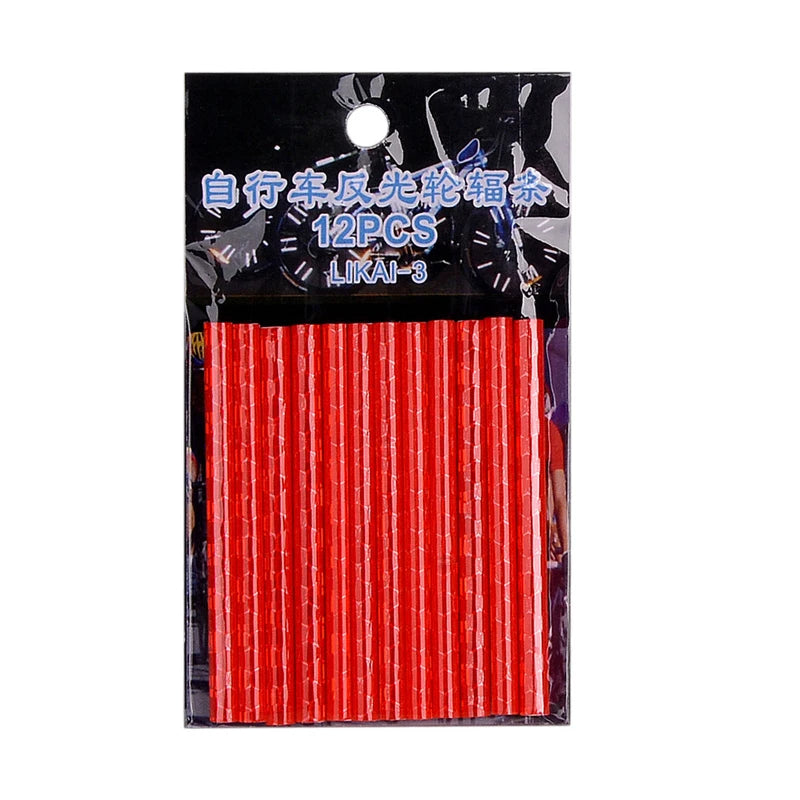 12 unids/bolsa radios de rueda de bicicleta pegatina reflectante tira de tubo luz de advertencia DIY 7,5 cm MTB Reflector de ciclismo Kit de seguridad reflectante