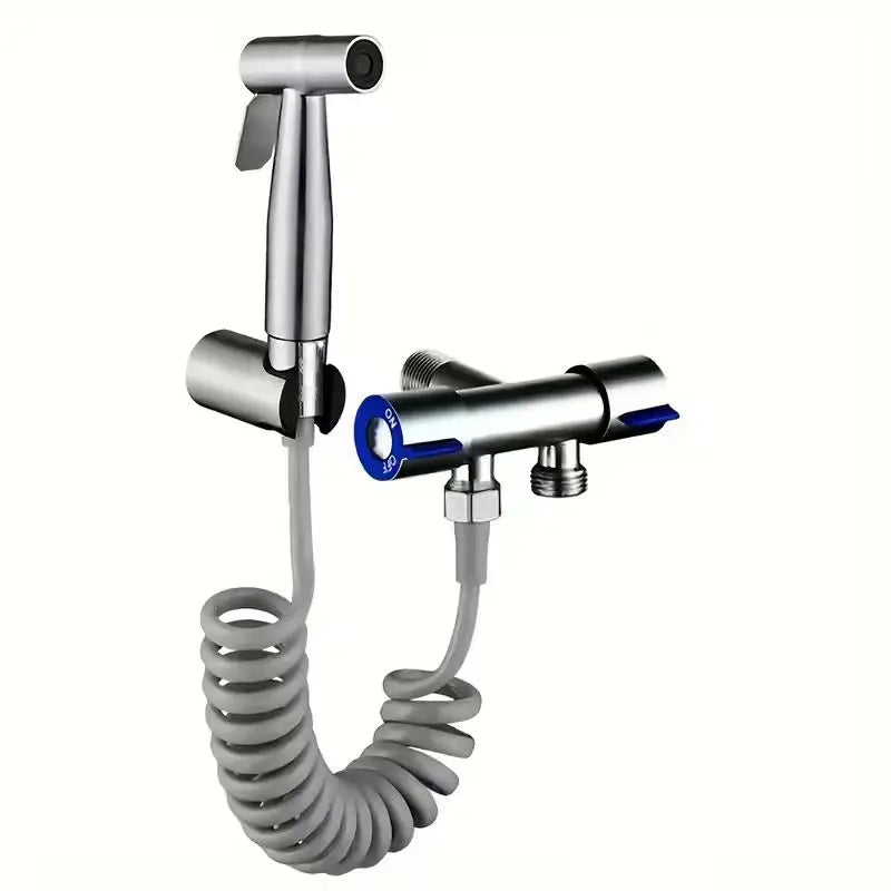 Juego de grifería con válvula de descarga para inodoro, pistola rociadora de una en dos salidas, bidé, fregona multifuncional, grifo de doble uso para piscina