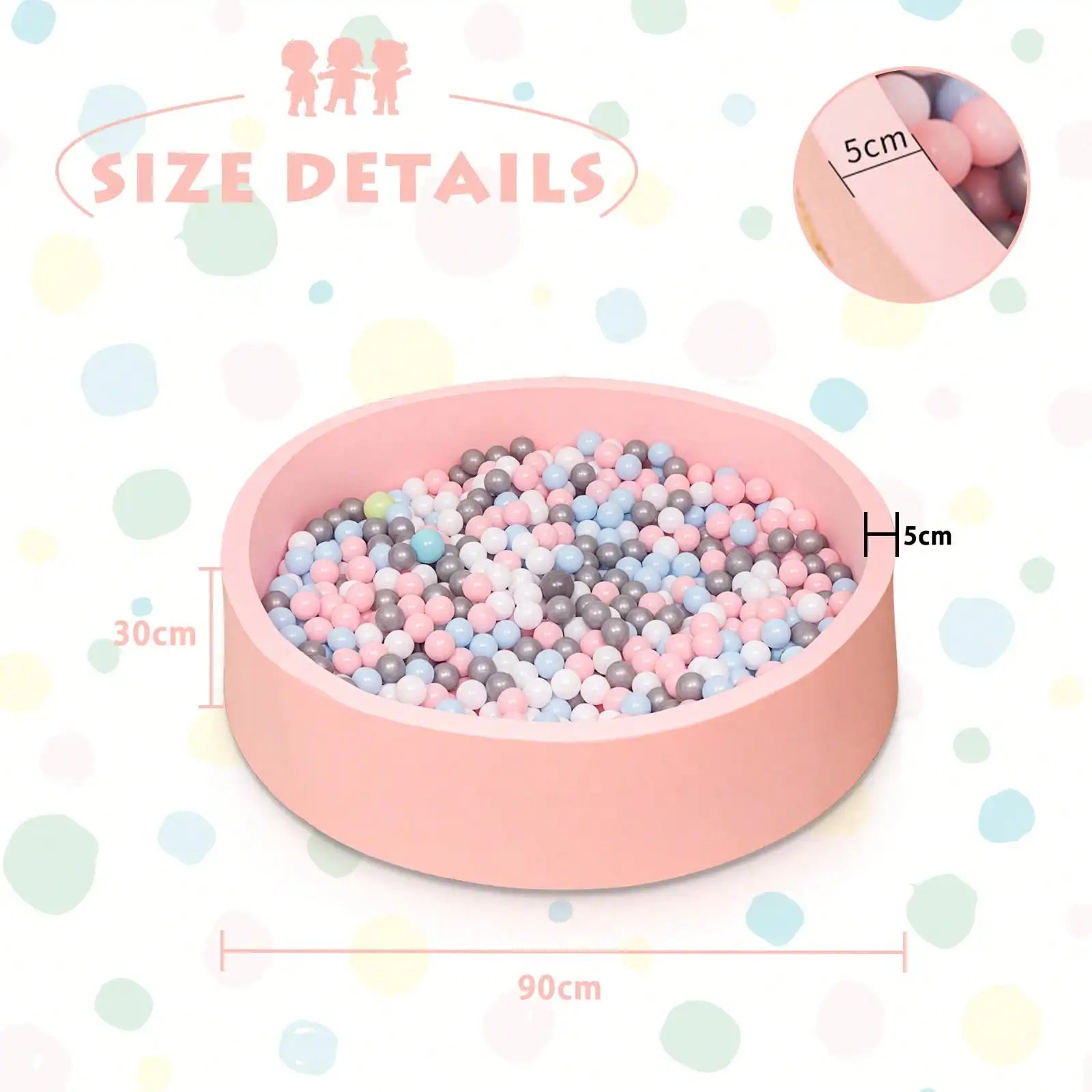 Piscina de Pelotas para Bebés, Piscina Redonda de Pelotas de Espuma Suave para Niños Pequeños, Piscina de Pelotas Pequeña para Interiores y Exteriores, Pelotas No Incluidas