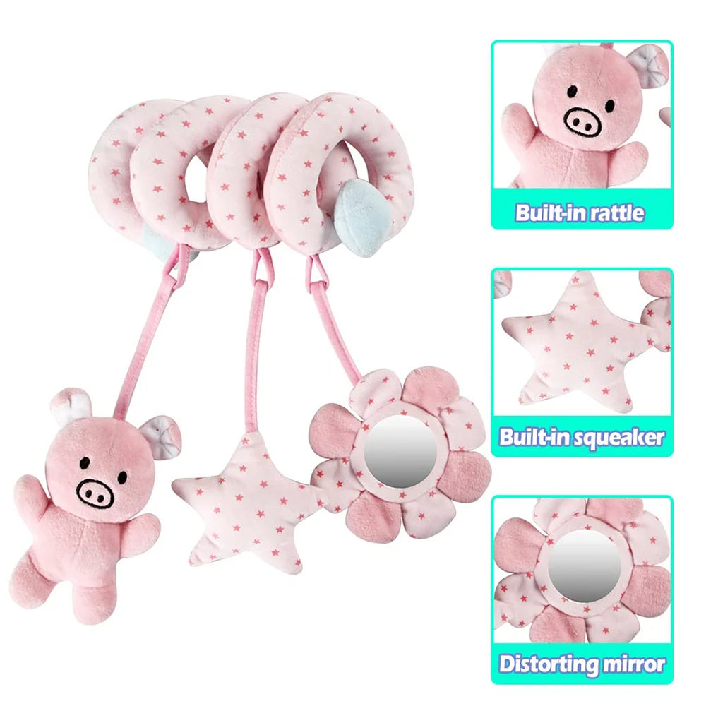 Sonajero de peluche sensorial para bebé, cochecito de juguete, juguetes colgantes móviles musicales, sonajeros móviles para bebés, juegos para recién nacidos de 0 a 6 y 12 meses