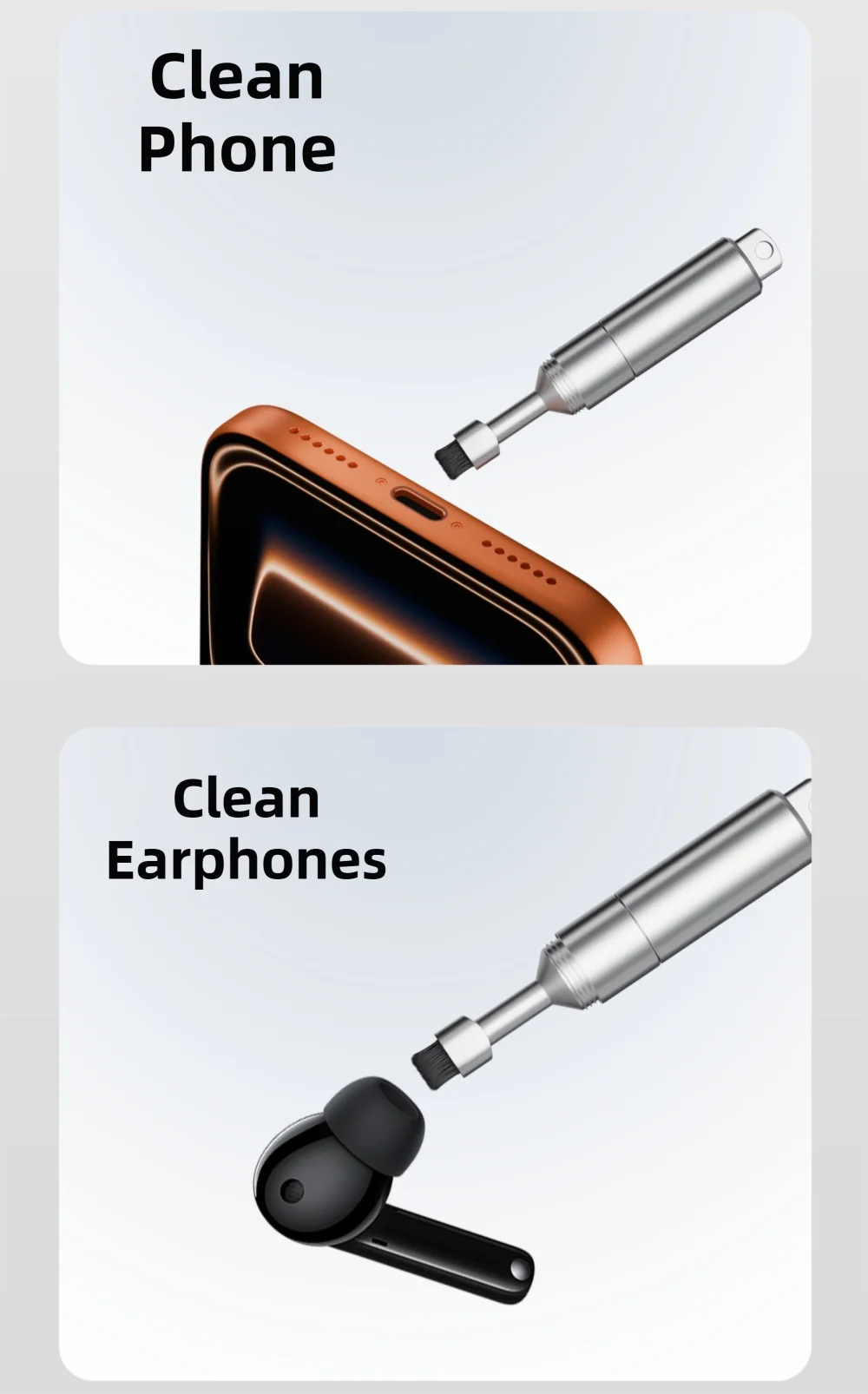 Llavero 3 en 1 con extractor de tarjetas SIM, mini cepillo de limpieza para auriculares, bolígrafo de limpieza multifuncional de precisión para teléfonos móviles y auriculares