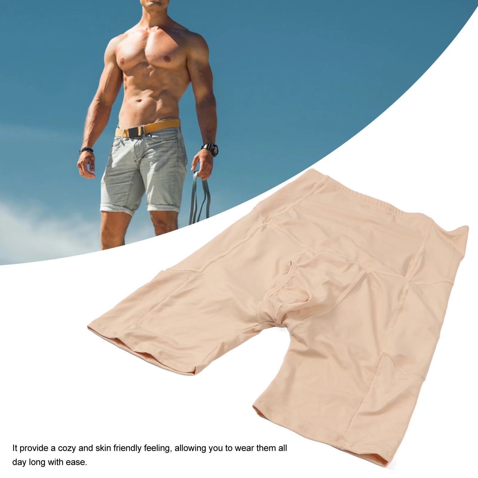 Calzoncillos tipo bóxer con relleno para hombre, levantador de glúteos, cintura alta, mejora el moldeador de glúteos, pantalones de Color puro, Color de piel L