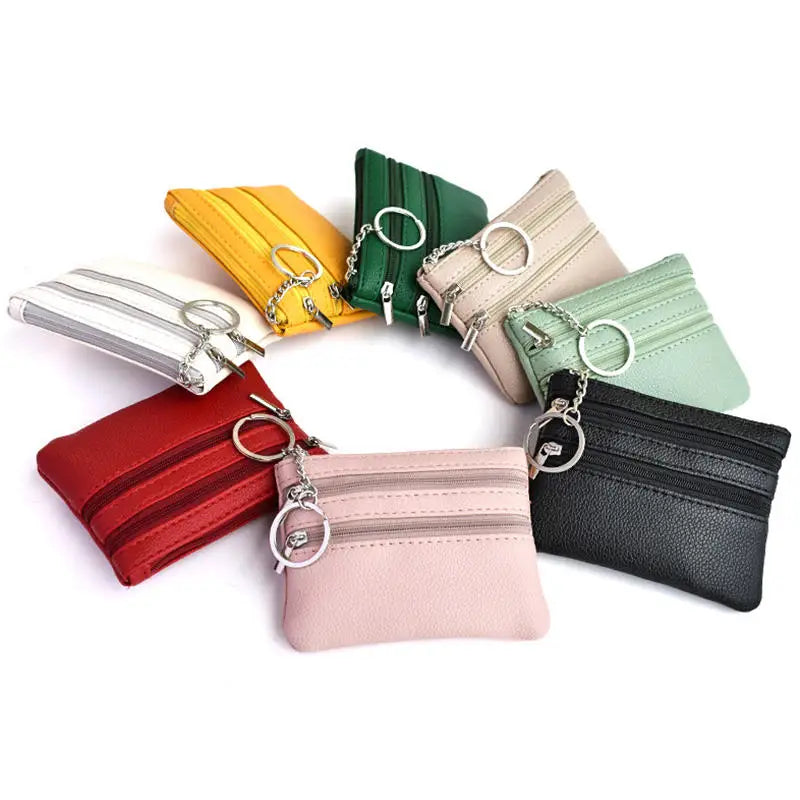 Monedero de Cuero PU 2025 Nuevo con Llavero, Monedero Impermeable con Cremallera, Resistente al Desgaste, Tarjetero para Hombre