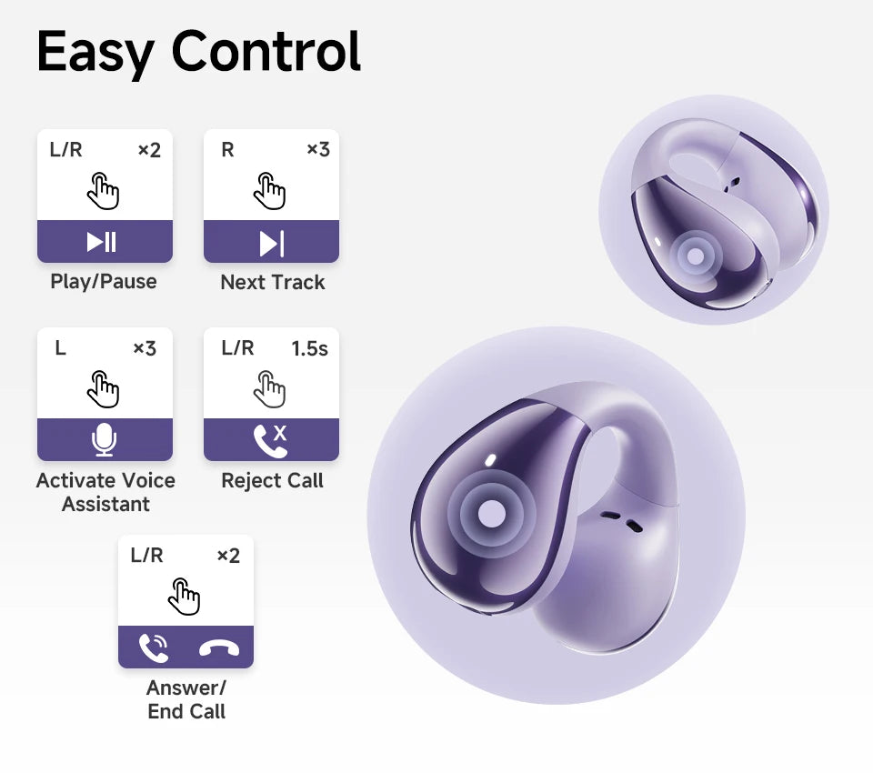 QCY Crossky C30 auriculares con Clip para la oreja Bluetooth 5,4 inalámbricos de oído abierto deportes TWS auriculares de doble conexión