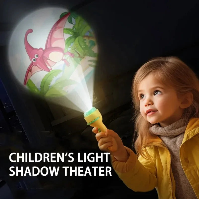 Linterna de proyección, juguete de desarrollo de rompecabezas de educación temprana, juguete luminoso de iluminación para niños, proyector de patrones de dibujos animados