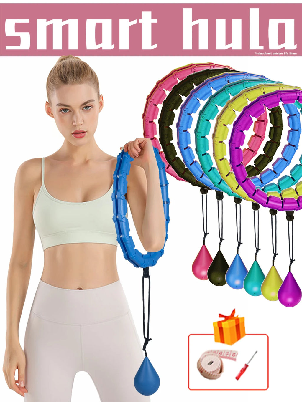 Aro de Ejercicio Ajustable de 32/24/28 Secciones, Aro de Fitness Desmontable para Abdomen y Cintura, Aro de Masaje para Pérdida de Peso 2026