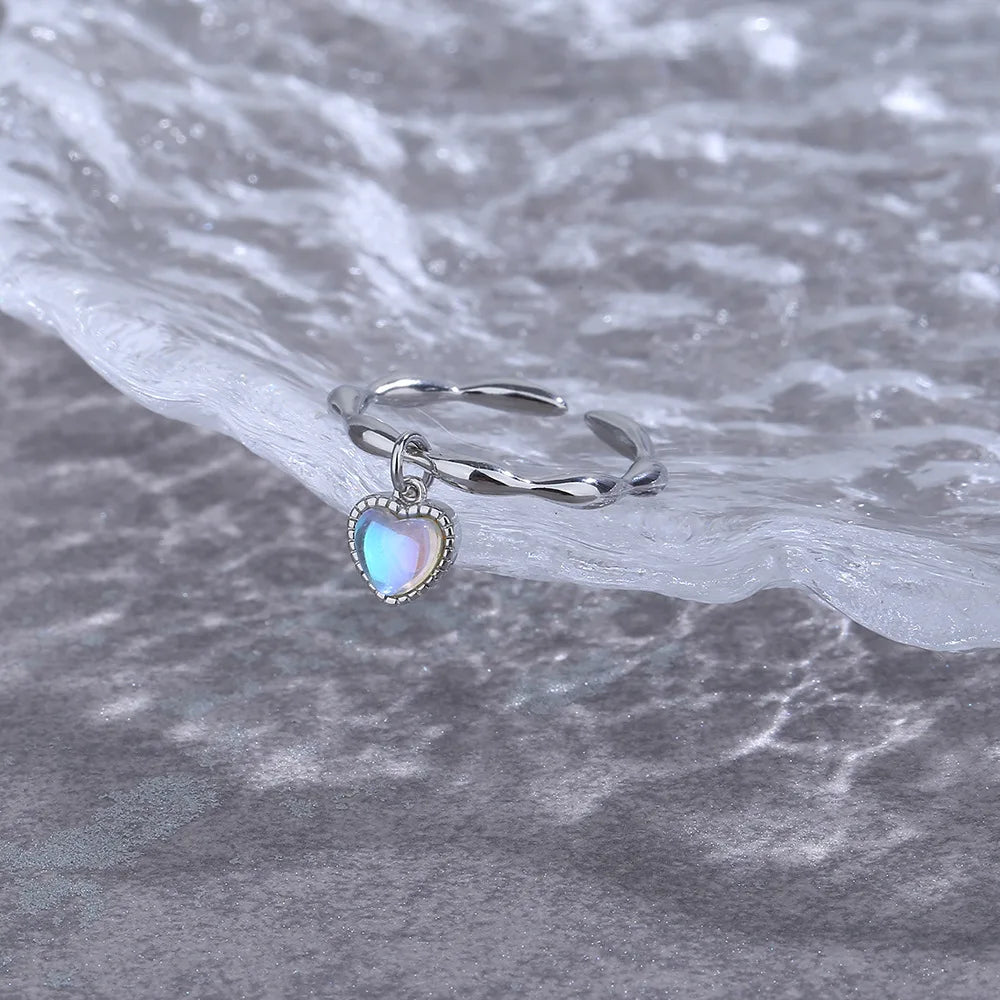 Anillo de Ópalo de Plata de Ley 925 para Mujer, Ajustable, para el Dedo Índice, Diseño Simple y Elegante, Joyería de Alta Gama, Regalo