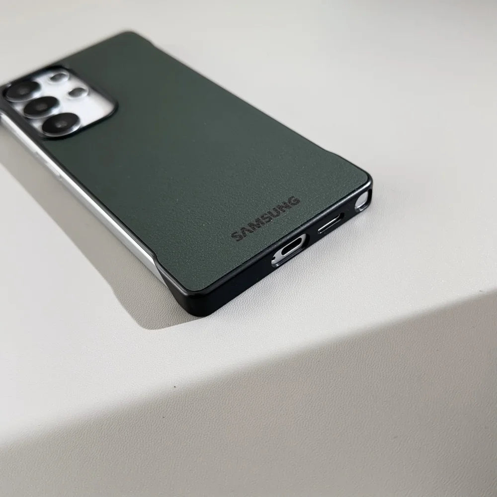 Funda de teléfono con textura de cuero de negocios ultrafina sin marco Samsung Galaxy S25 Ultra S24 Plus S25 Edge mate cubierta suave a prueba de golpes