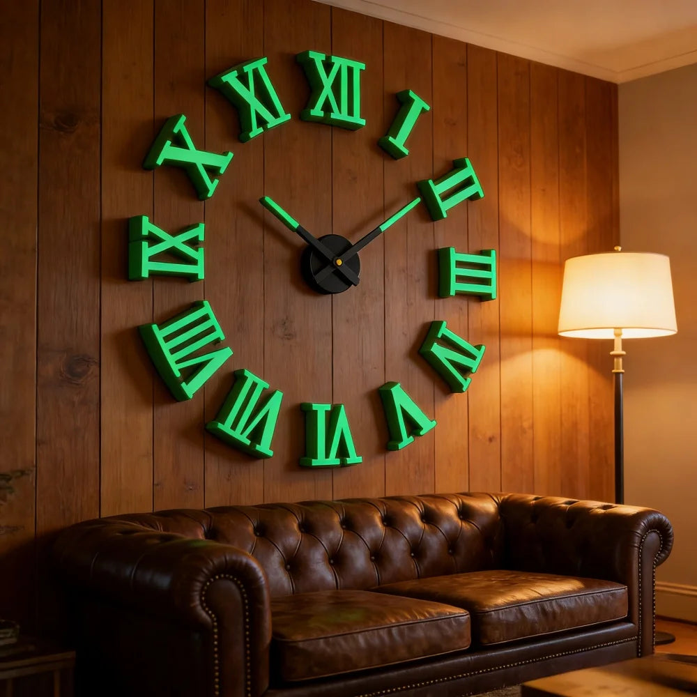 Reloj de pared con espejo acrílico de Número Romano grande 2D/3D, pegatina de moda DIY, relojes de cuarzo, reloj, decoración del hogar, pegatinas para el salón