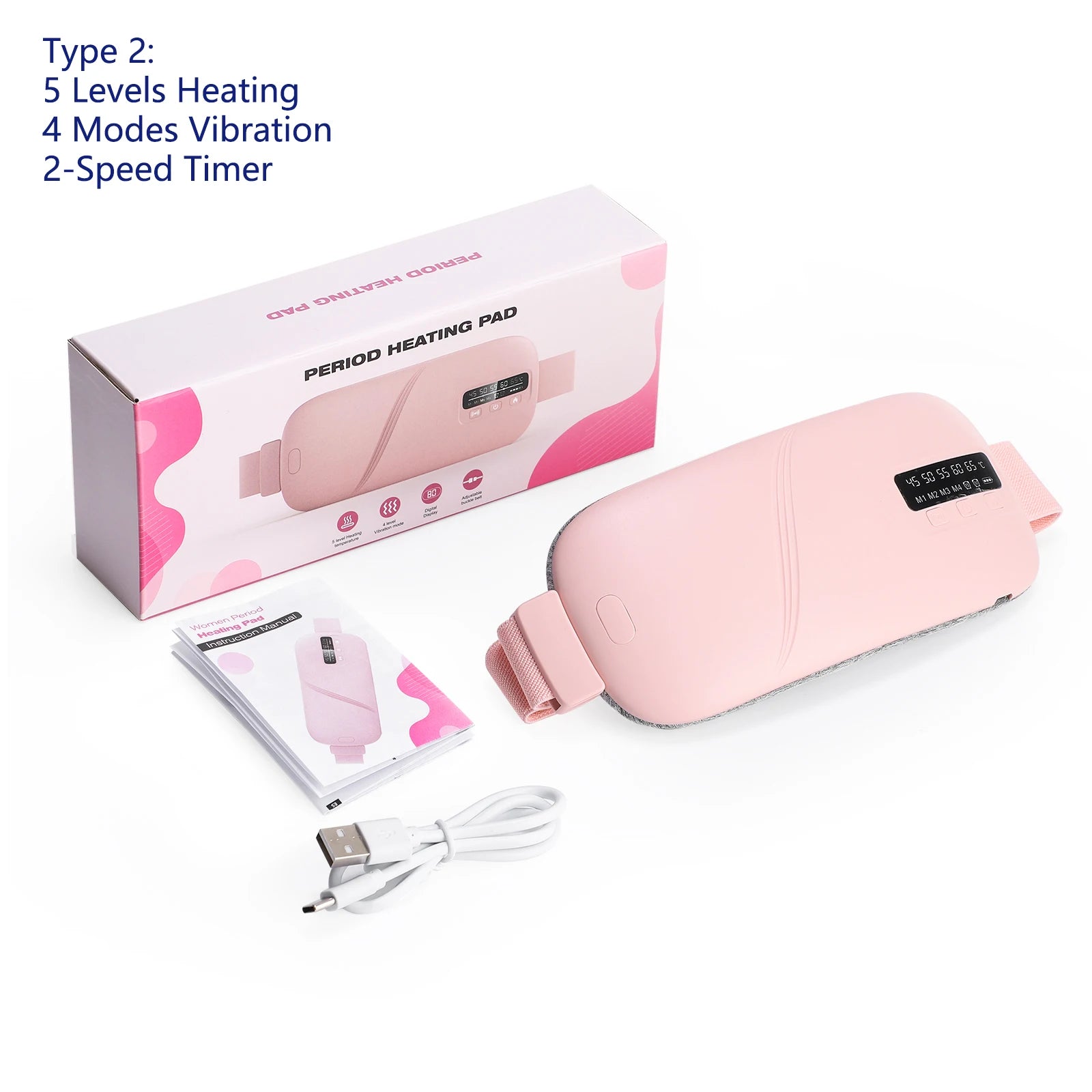 Almohadilla calefactora Menstrual, masajeador Abdominal eléctrico, cinturón de cintura calentado por vibración, cinturón calentador de útero USB para mujeres, cuidado de los períodos