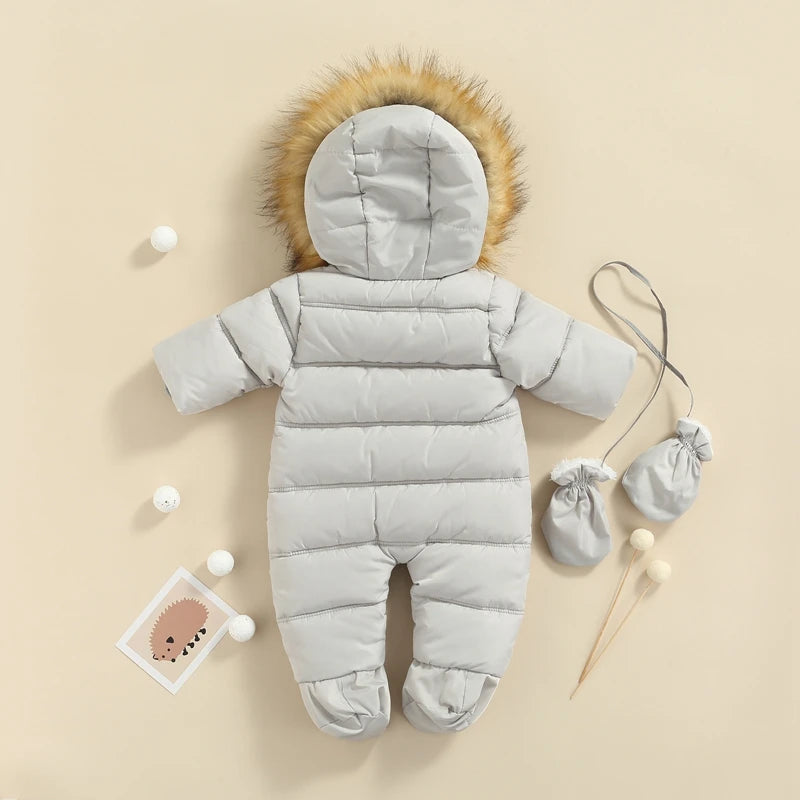 Traje de nieve de invierno para bebé de 0 a 24 meses, mono, abrigo, pelele, prendas de vestir cálidas, mono con capucha para niños y niñas