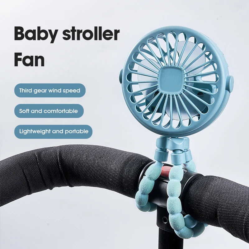 Ventilador portátil plegable de escritorio con USB, Mini ventilador de pulpo multifuncional pequeño, silencioso, para cochecito de bebé al aire libre, Verano