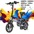 Bicicleta Eléctrica Plegable E14 de 500W para Adultos, 22MPH, 38 Millas, 14 Pulgadas, con Cuadro Plegable y Cesta Trasera, Bicicleta Eléctrica Urbana, Stock en la UE