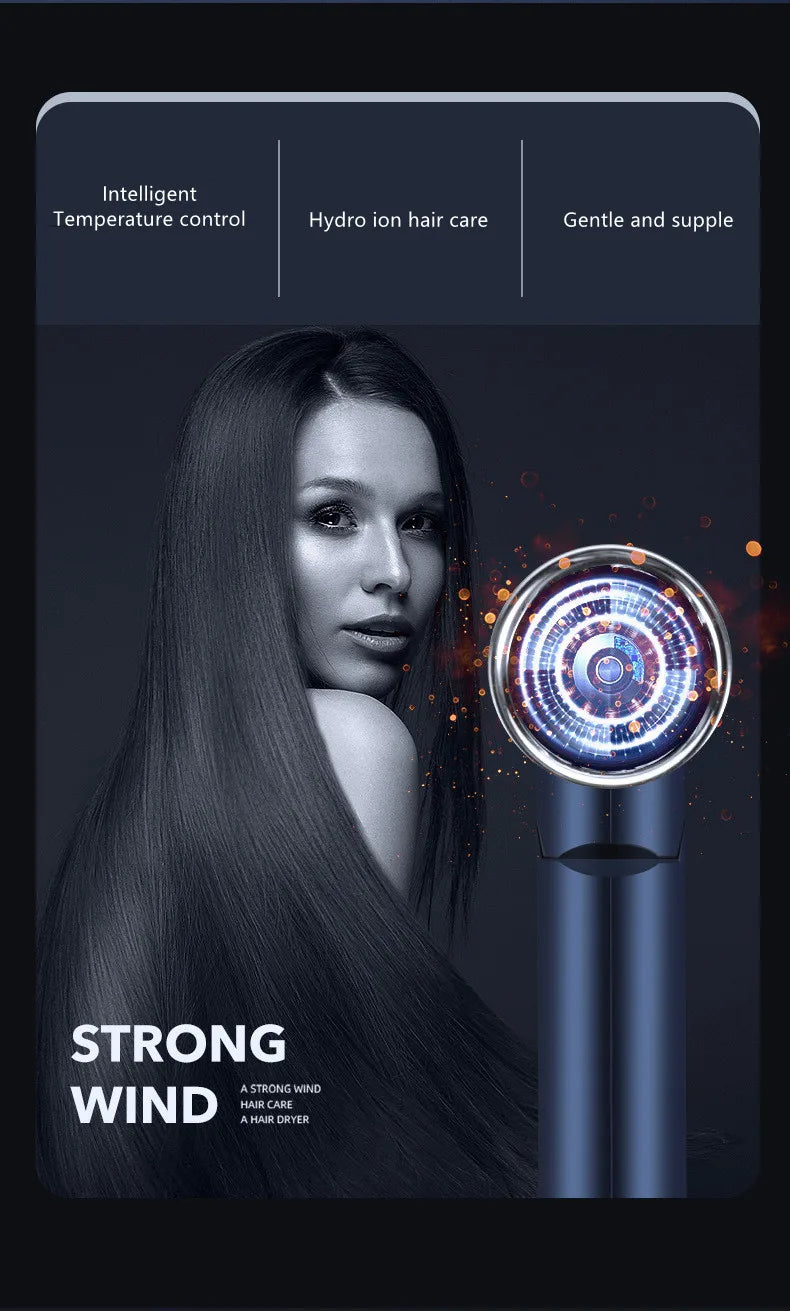 Nuevo Secador de Pelo Plegable con Luz Azul, Iones Negativos, Cuidado del Cabello, 1200W de Alta Potencia, Secado Rápido, para Hogar, Dormitorio Estudiantil y Viajes