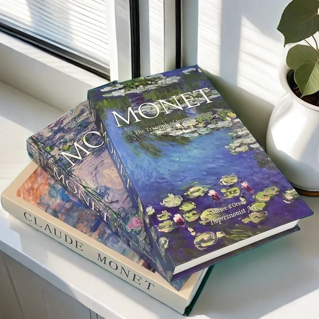 Caja de almacenamiento de libros falsos de lujo bohemio Monet Matisse, decoración Interior del hogar, libros decorativos, mesa de centro, decoración para dormitorio y sala de estar