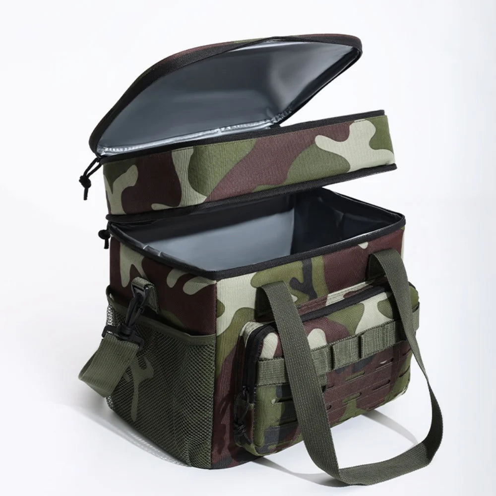 Bolsa de almuerzo térmica táctica de gran capacidad de camuflaje, bolsa de hielo portátil duradera con aislamiento a prueba de fugas para exteriores