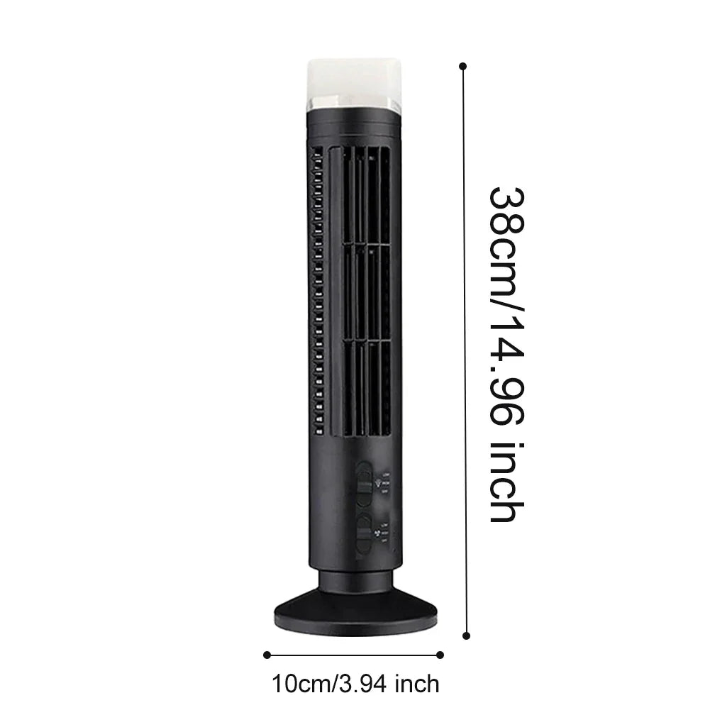 Ventilador de Torre LED sin aspas, refrigeración de aire, 2 velocidades, miniacondicionador Vertical, USB, portátil, para casa y oficina