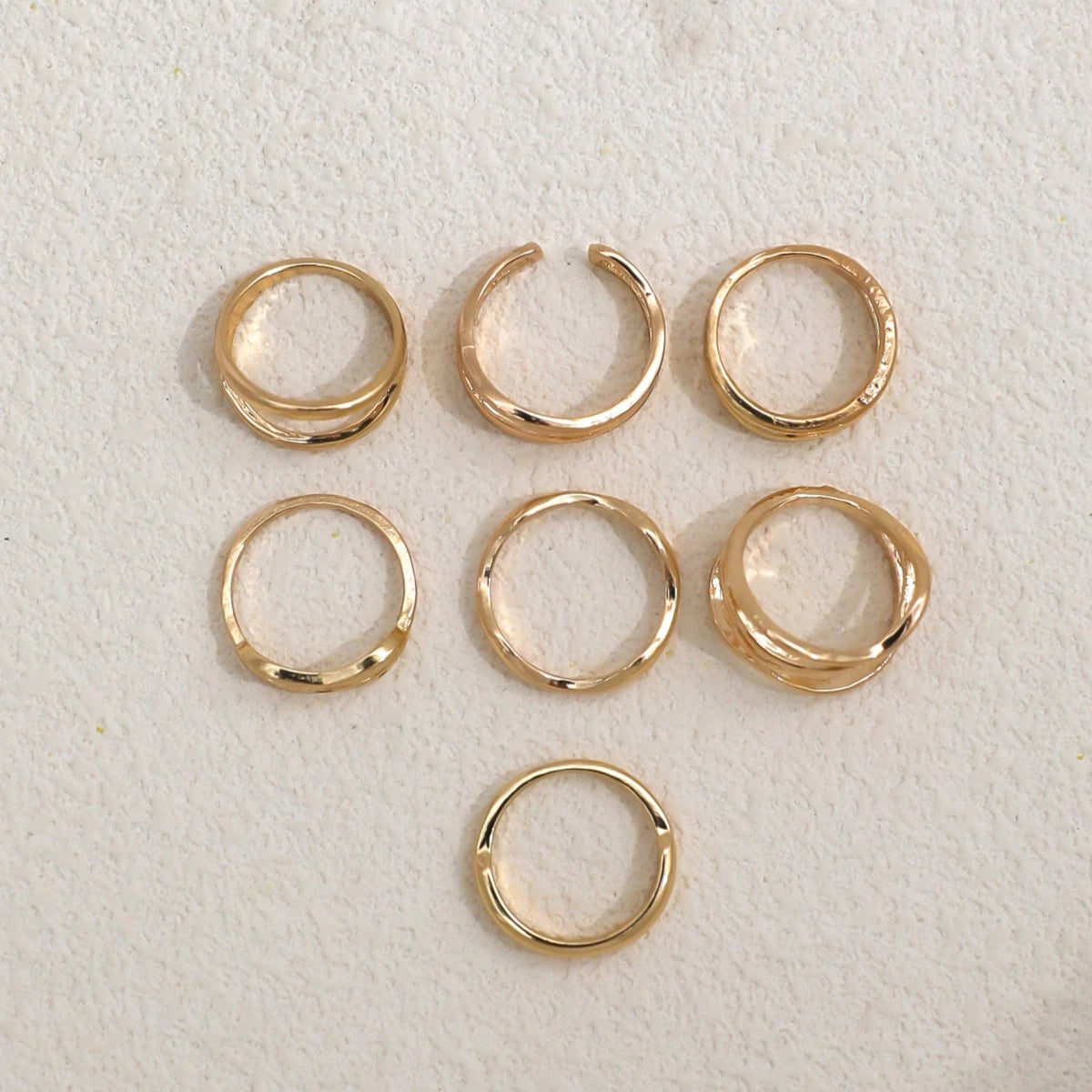 7 unids/set de anillos gruesos de Metal de Color dorado para mujer, anillos cruzados minimalistas, anillo minimalista apilable apilado judío para mujer