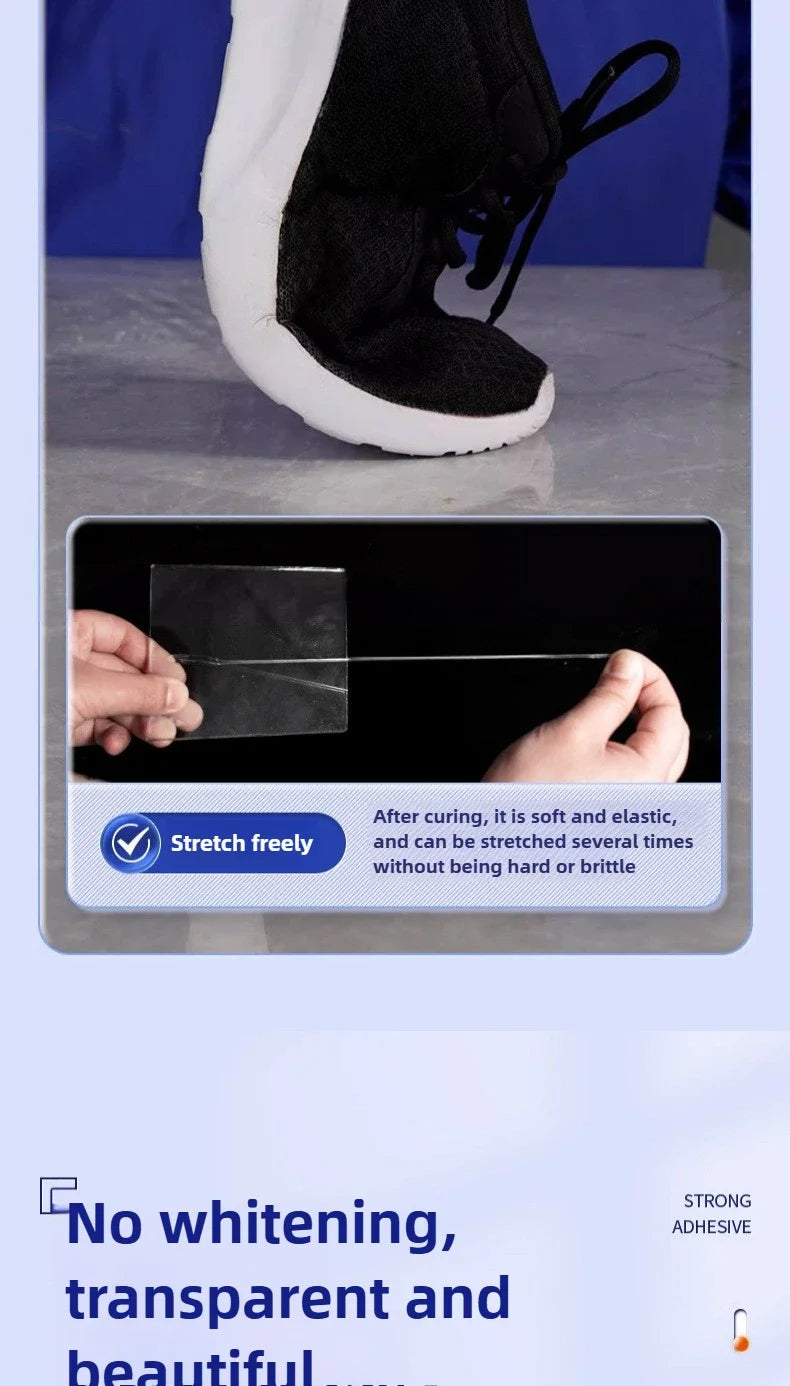 Pegamento Fuerte para Zapatos 60ml, Adhesivo Impermeable de Secado Rápido para Reparación, Fijación de Zapatillas y Botas, Resina Suave Transparente para Manualidades DIY