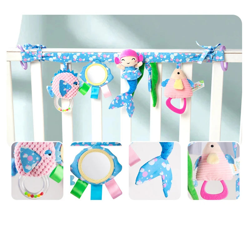 Sonajero de peluche sensorial para bebé, cochecito de juguete, juguetes colgantes móviles musicales, sonajeros móviles para bebés, juegos para recién nacidos de 0 a 6 y 12 meses