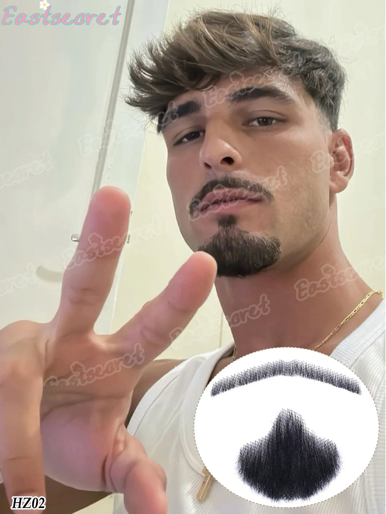Bigote falso de barba de encaje sintético para hombres, bigote hecho a mano por pelo Real, Cosplay, encaje sintético, barbas invisibles