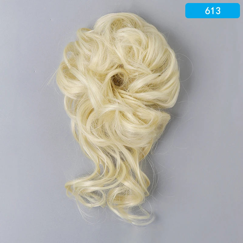 AZQUEEN-extensión de cabello de moño desordenado, banda elástica sintética, moño ondulado rizado, Scrunchies Donut Updo, postizo para mujer