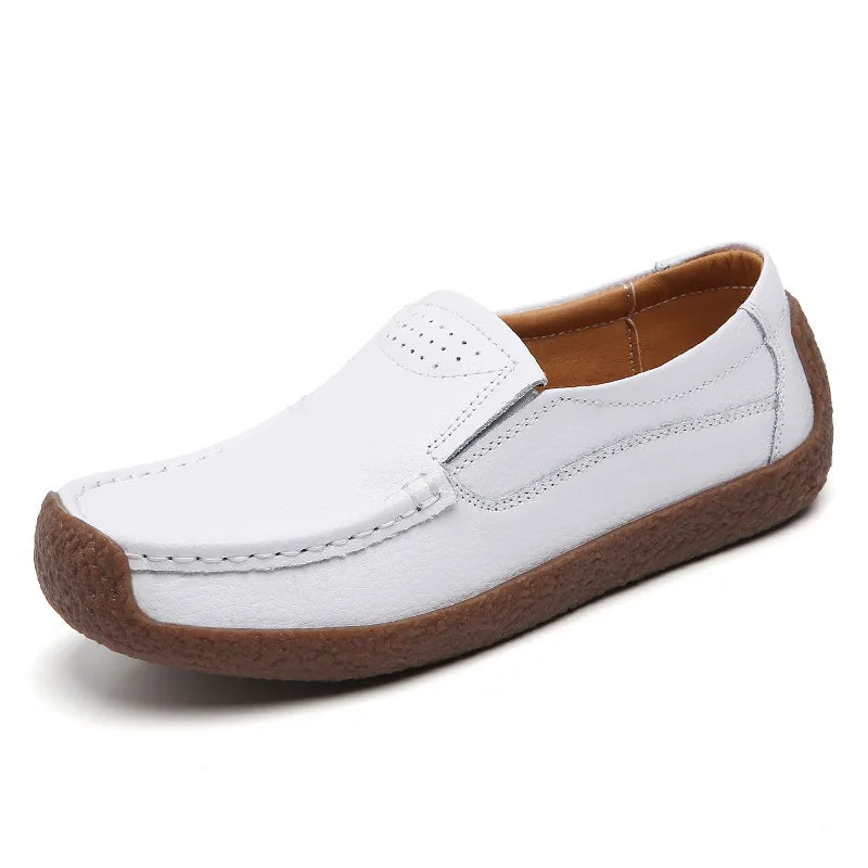 Zapatos informales De cuero genuino para Mujer, zapatillas De ocio, mocasines sin cordones De marca De lujo para Mujer, mocasines suaves para Mujer, Zapatos De Mujer