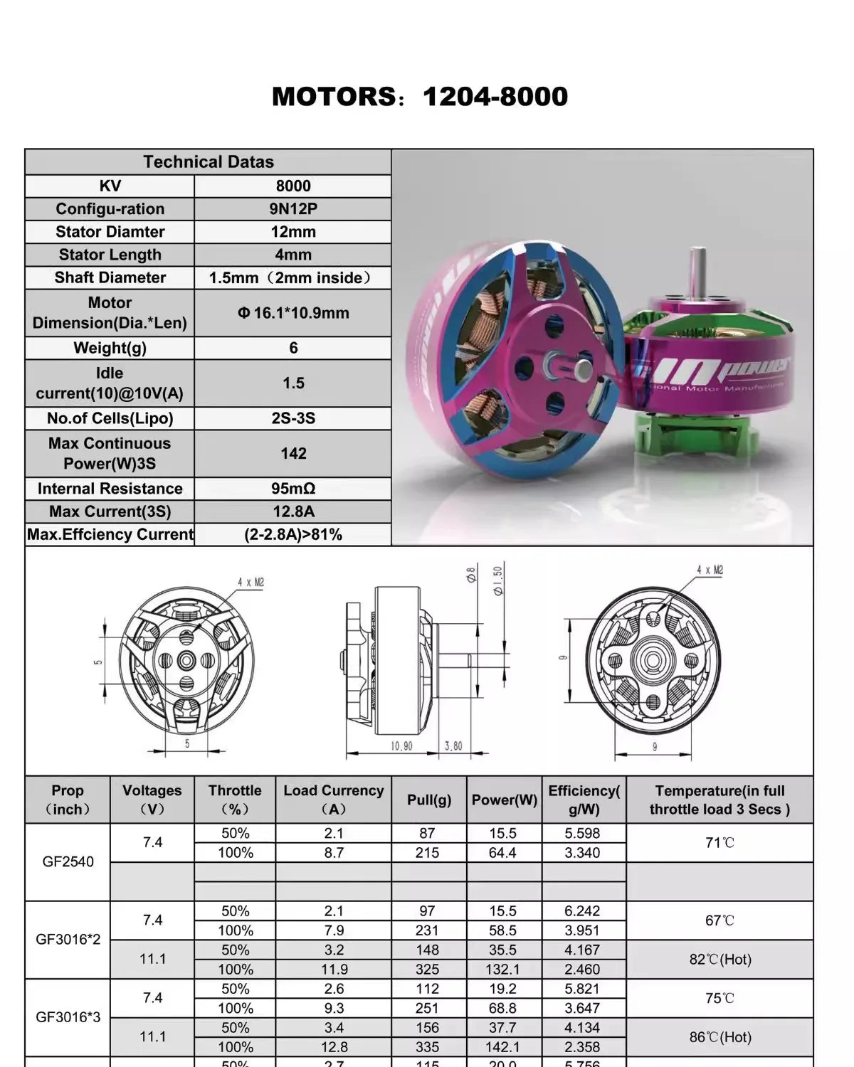Motor sin Escobillas Rcinpower GTS 1204 V2 5000KV 8000KV 3-4S para Dron RC FPV, Piezas y Accesorios para Multirrotor
