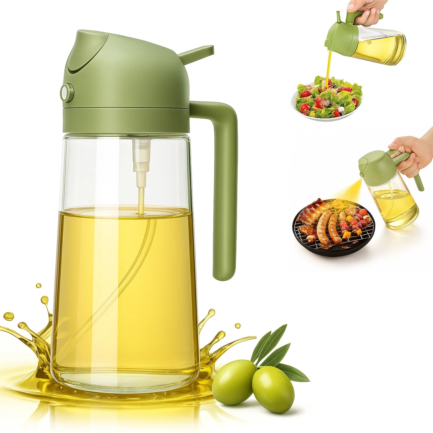 Botella pulverizadora de aceite de oliva para vertido de botella de aceite para cocinar especias de aceite dispensador de Camping con tapa automática agitador de especias