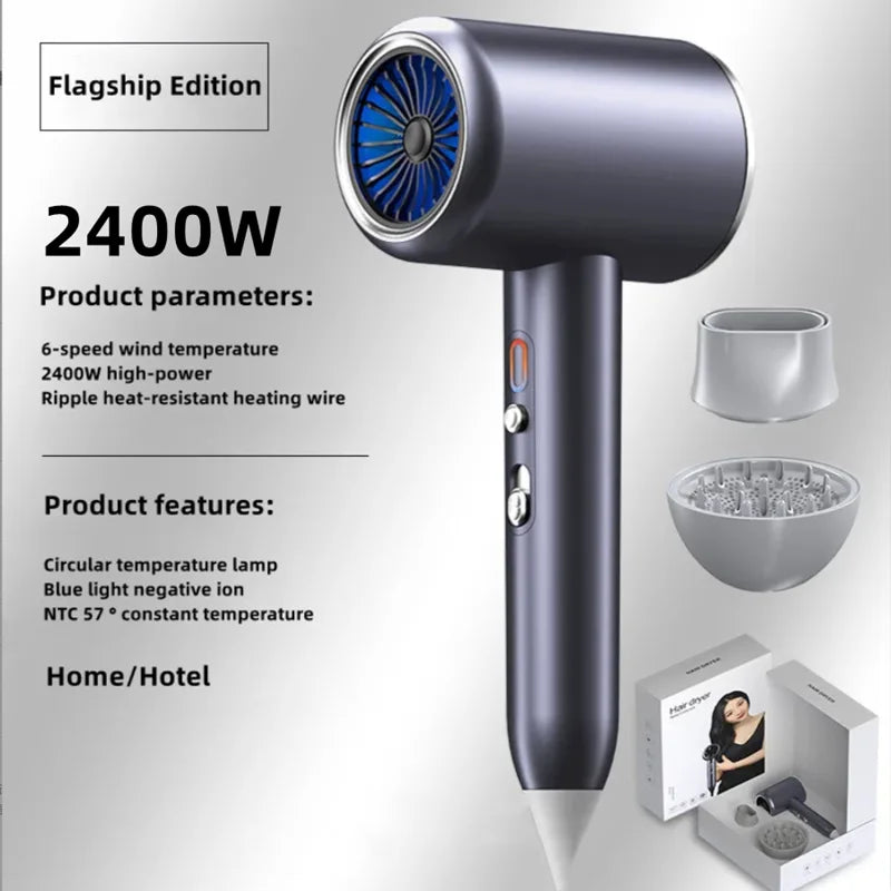 Secador de pelo de alta velocidad, venta directa del fabricante, 2400w, iones negativos de alta potencia, luz azul, cuidado del cabello, peluquería en casa, Drye