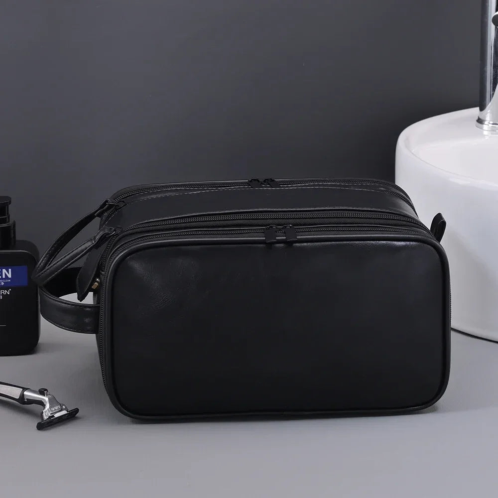 Neceser de PU con múltiples bolsillos para mujer y hombre, bolsas de maquillaje esenciales de viaje, bolsa colgante impermeable, bolsa organizadora de lavado de cosméticos