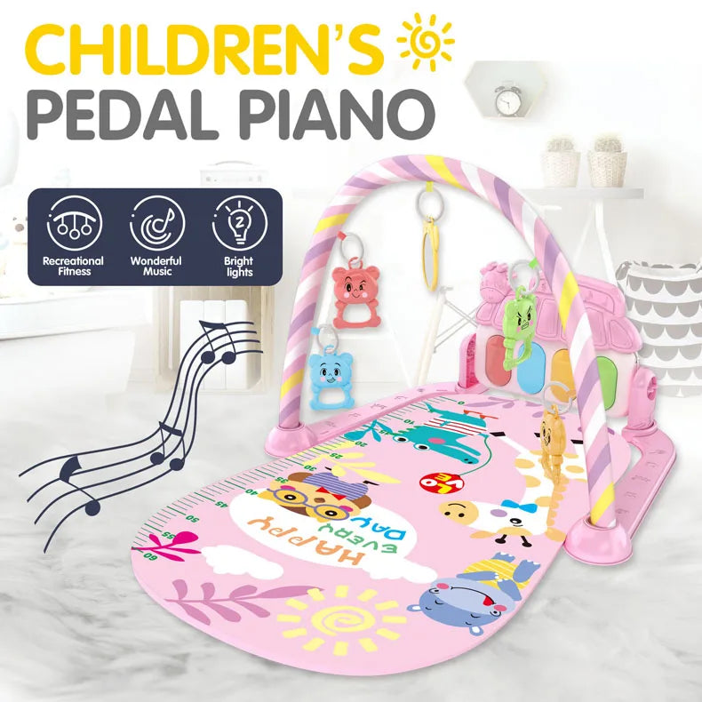Alfombra de gimnasio para actividades musicales para bebé, alfombra para recién nacido, Pedal, teclado de Piano, estante de Fitness infantil, tapete para gatear, juguetes de regalo