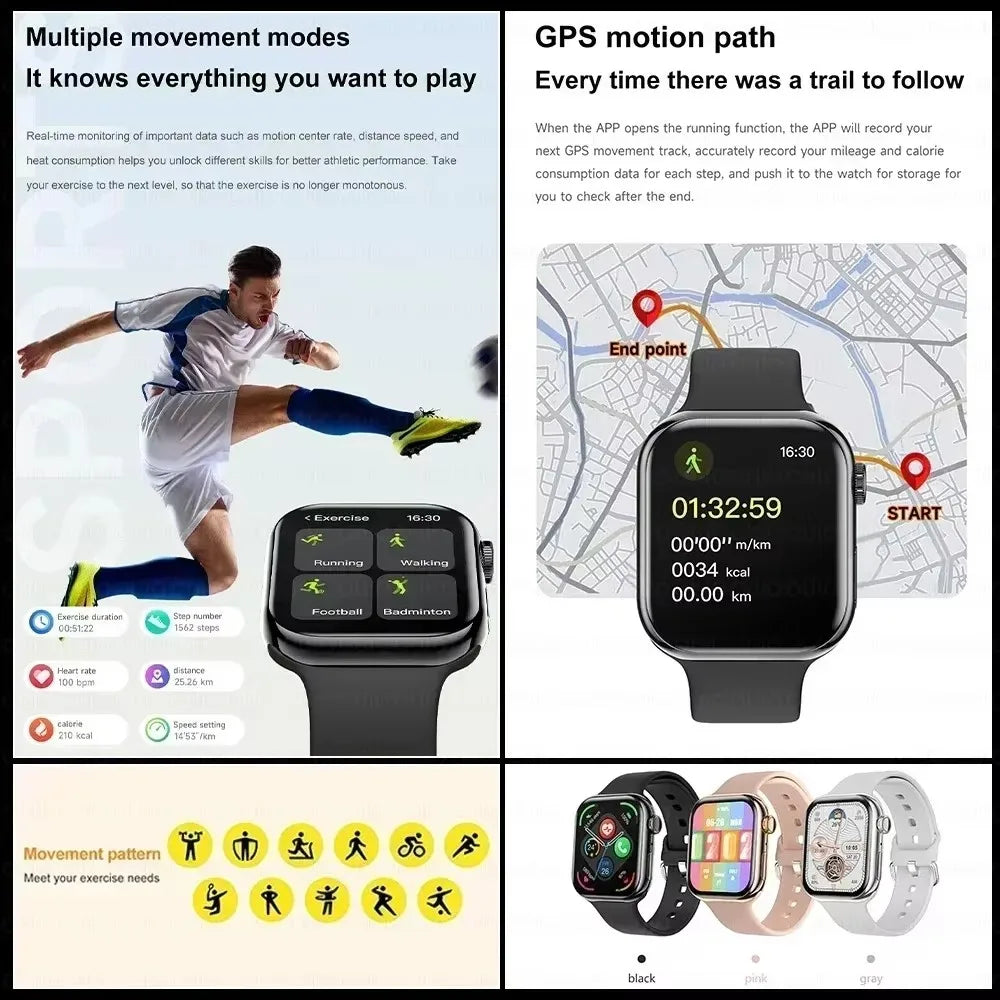 Nuevo reloj inteligente serie X para hombre y mujer, con monitor de presión arterial, llamadas por Bluetooth, NFC, monitorización del sueño, carga inalámbrica, reloj deportivo compatible con IOS y Android.