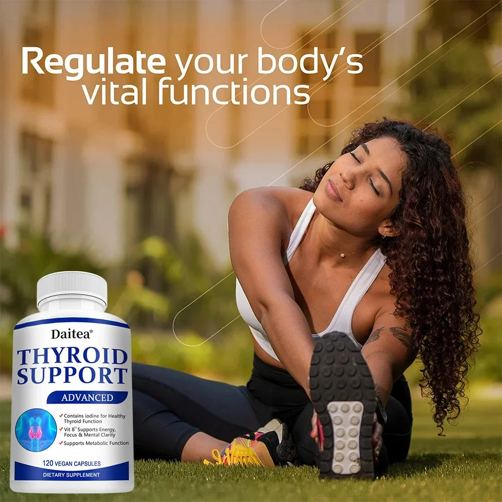 Suplemento Tiroideo con L-tirosina, Iodo, Zinc y Selenio - Promueve la Memoria, Cognitiva, Salud y Metabolismo de Tiroides, NO-GMO