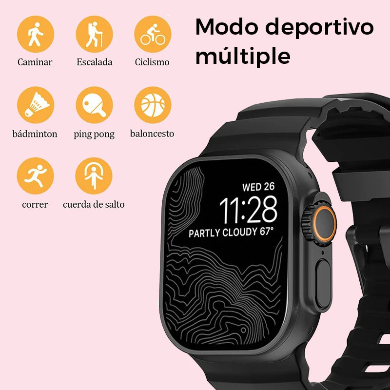 Reloj Inteligente Deportivo con Modos Múltiples - Reproducción de Música, Monitoreo de Salud, Correas Intercambiables, Ideal para Fitness