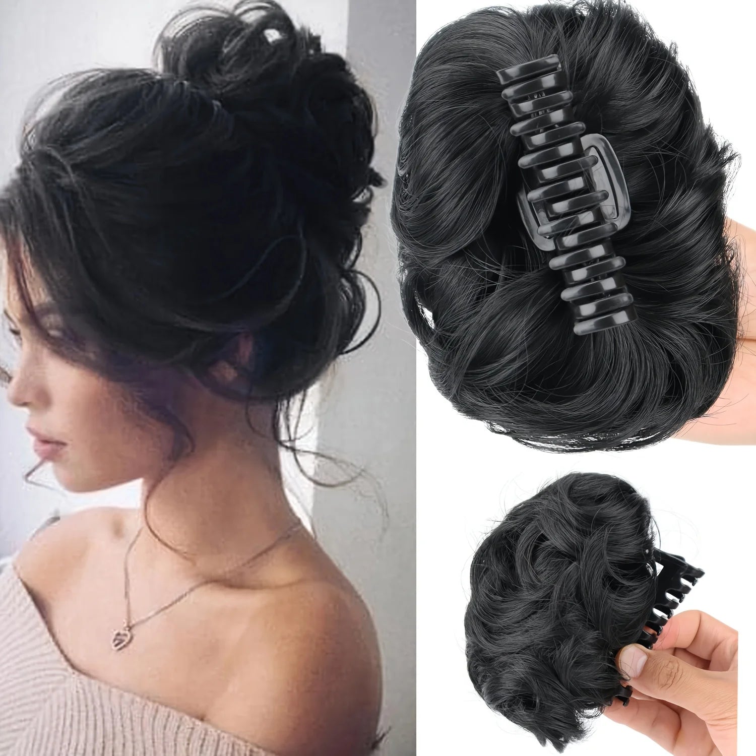 Extensiones de Cabello Sintético con Clip, Moño Despeinado, Postizo Rizado para Mujer, Uso Diario y Fiestas, Varios Colores Disponibles