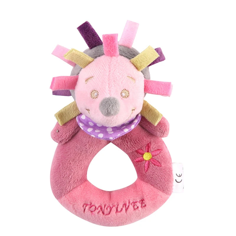 Sonajero de elefante de peluche para bebé, juguete educativo de dibujos animados para recién nacido de 0 a 24 meses, mordedor de campana de anillo de mano de oso