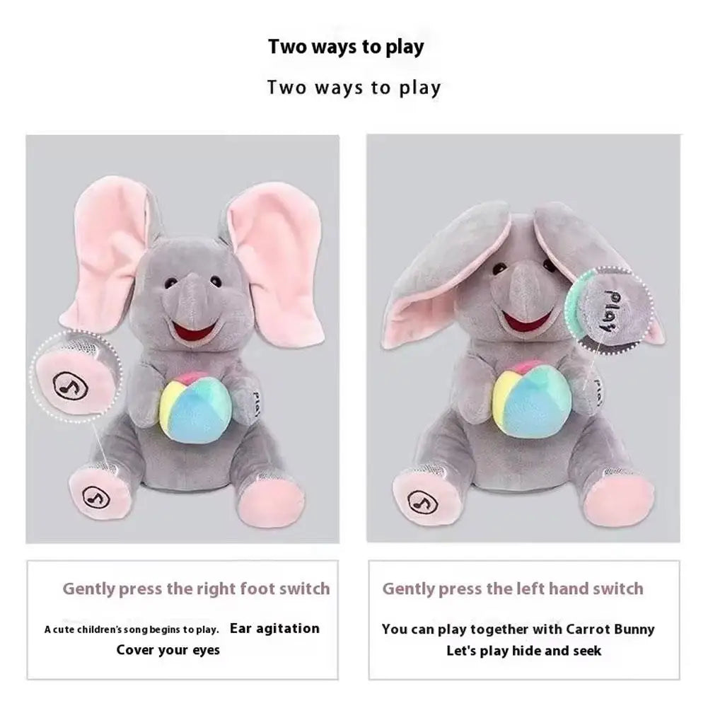 Elefante de juguete animado, elefante de peluche con orejas, juguete de peluche eléctrico móvil, elefante bonito, juguete de peluche para regalo de bebé