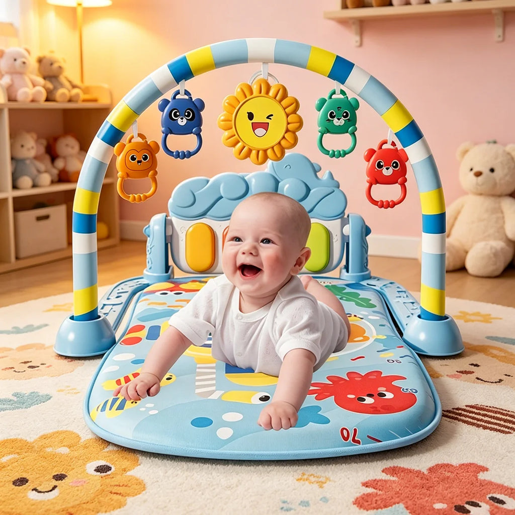 Gimnasio Musical para Bebés, Juguete de Actividades, Piano para Recién Nacidos, Manta para Gatear, Alfombra de Juego con Pedales, Regalos de Educación Temprana de 0 a 36 Meses
