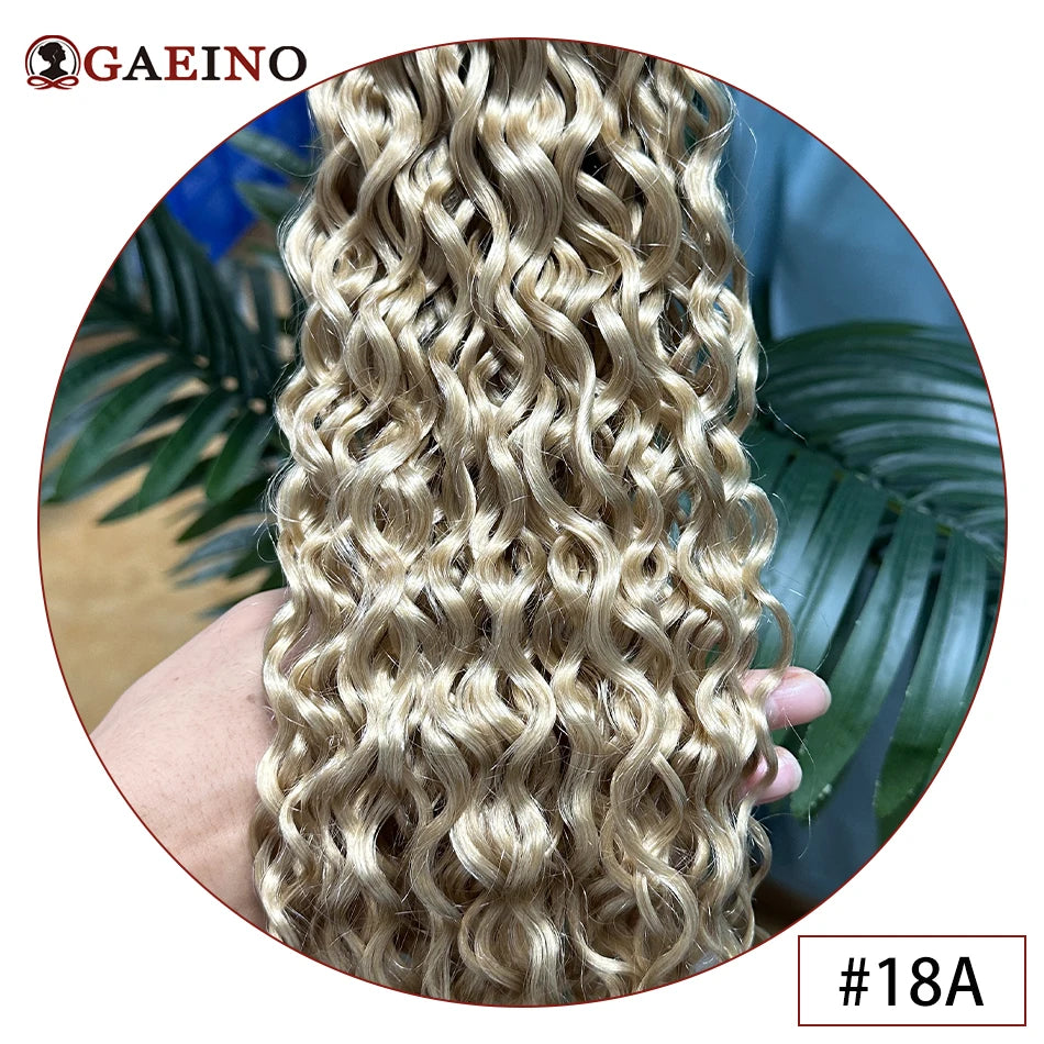 Cinta de onda de agua en extensión de cabello humano, cinta de trama de piel de cabello brasileño en cabello humano rizado, Color negro, marrón y Rubio, 20 piezas por juego