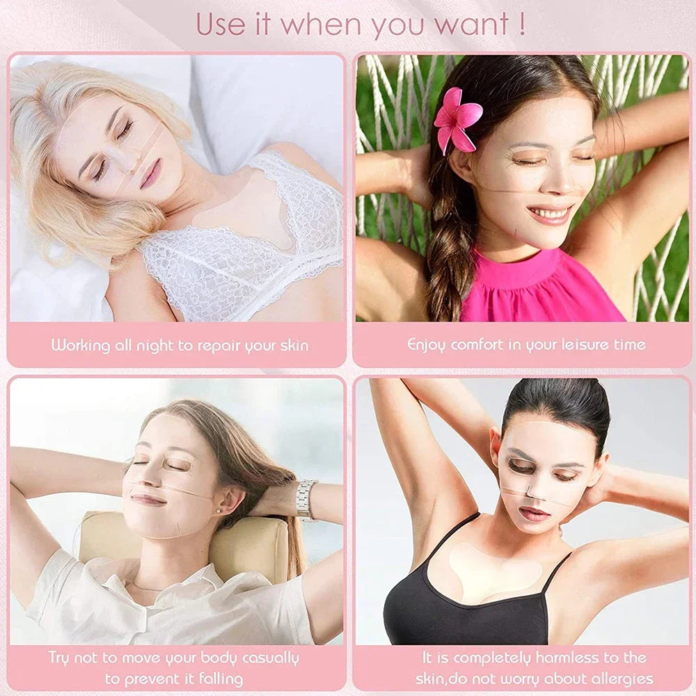 Parches de silicona 2 en 1 para la cara y el cuello, antiarrugas, para suavizar la piel del rostro y el pecho, herramientas para el cuidado de la piel.