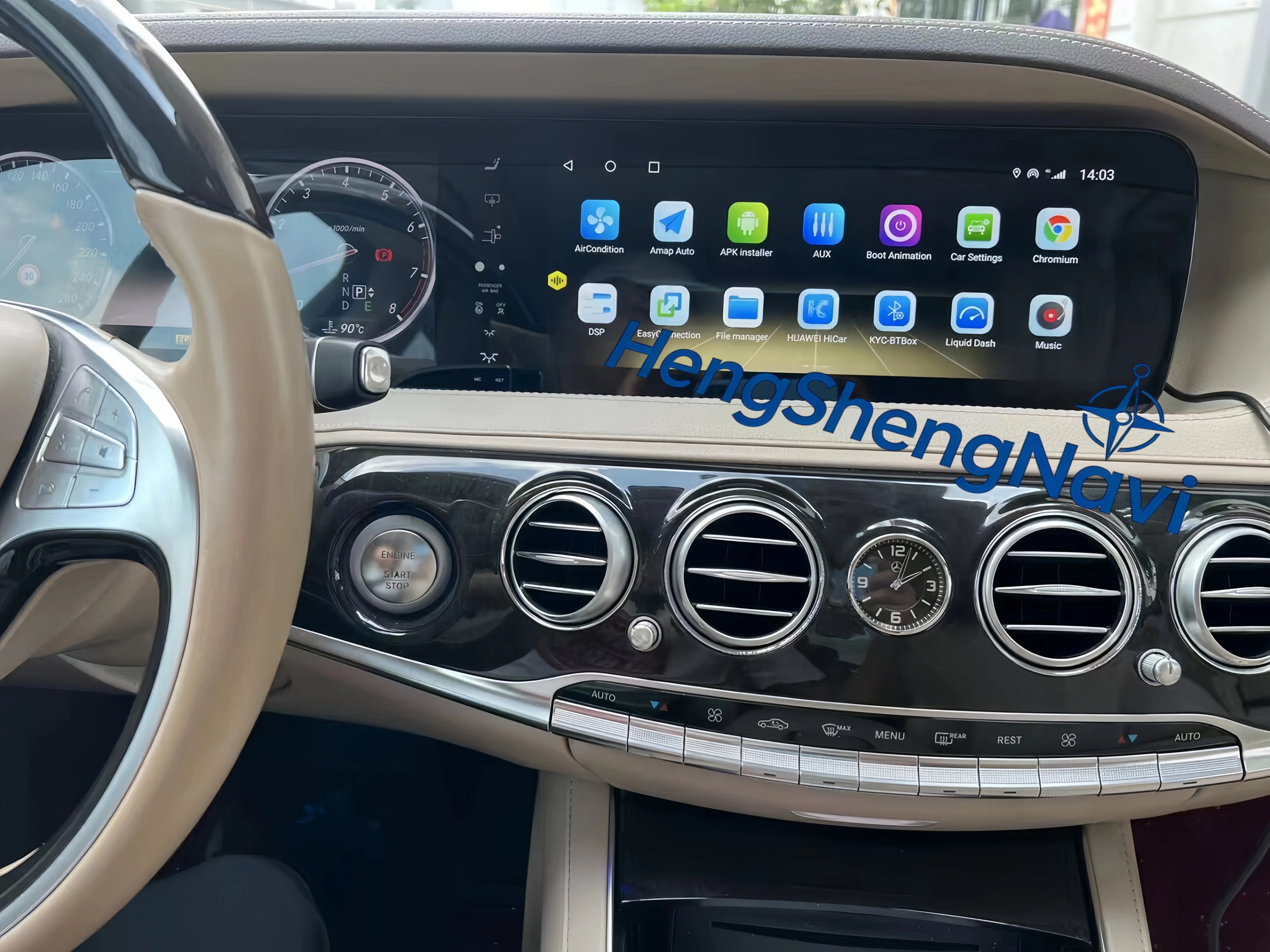 Radio para Auto Android Auto + Pantalla Digital Dual de 24.6 Pulgadas para Mercedes Benz Clase S W222 2014-2020 Reproductor Multimedia Estéreo Carplay