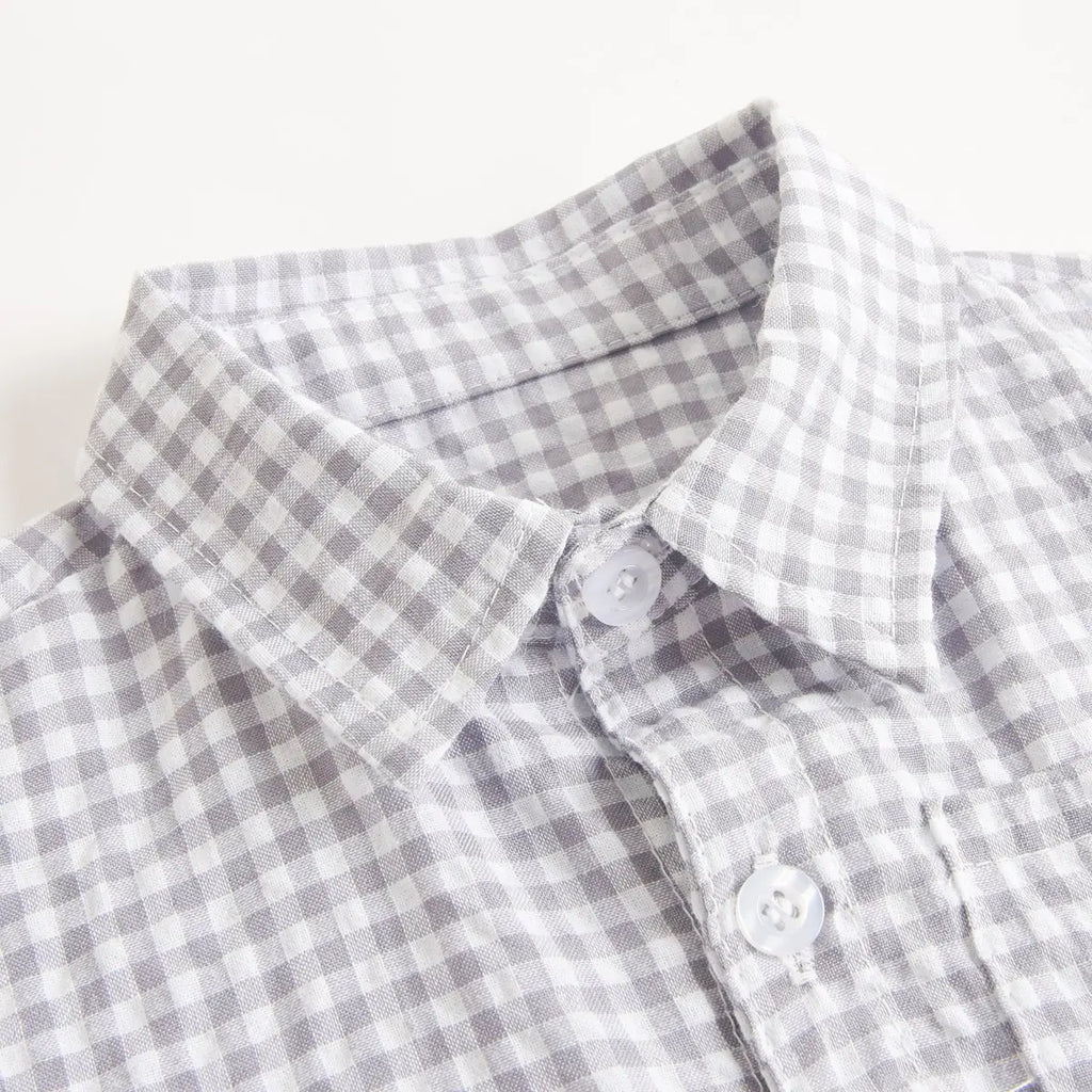 Monos de Verano de Algodón para Bebés, Ropa de Bebé a Cuadros de Manga Corta