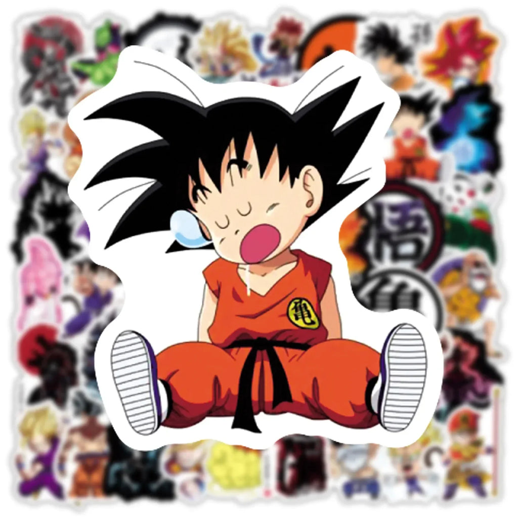 50/100/200 Uds. Pegatinas de Dragon Ball de Anime para niños Graffiti monopatín portátil botella de agua motocicleta pegatina de dibujos animados calcomanías de juguete