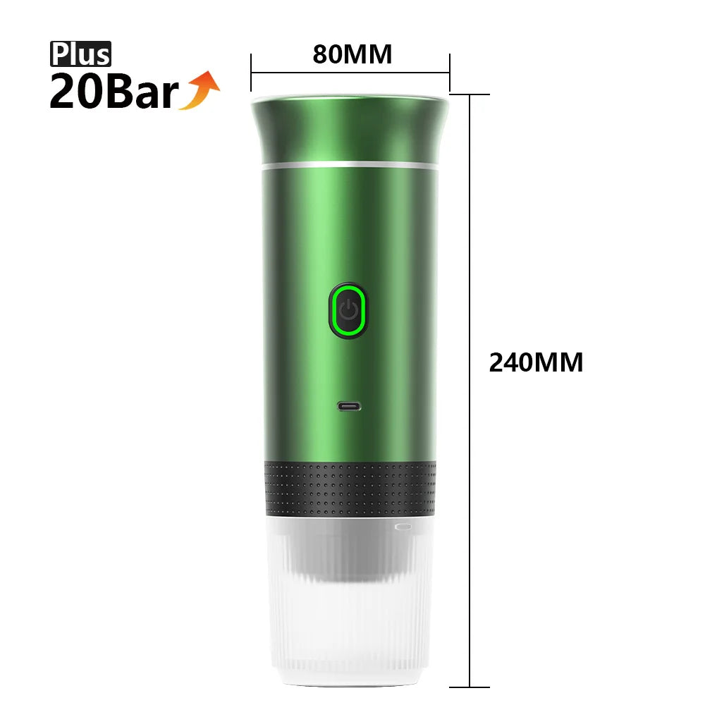 Cafetera Espresso portátil eléctrica inalámbrica para coche y hogar, cafetera para acampar, cafetera de viaje en polvo con cápsula 3 en 1