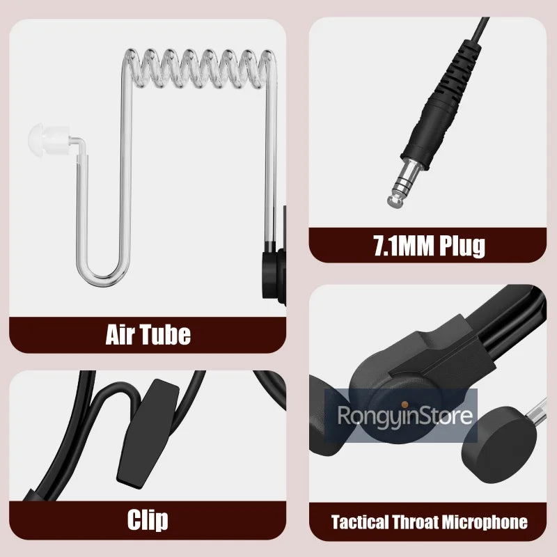 Baofeng Walkie Talkie micrófono de alta resistencia U94 PTT cuello micrófono de garganta auricular Radio Nato auriculares tácticos para Radios Kenwood HYT
