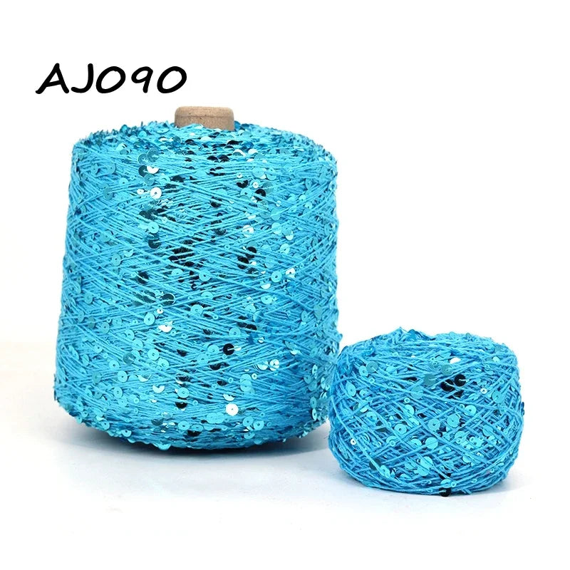 Cooamuu-Hilo de lentejuelas de algodón de lujo, hilo para tejer a mano, 500G/bobina, 3MM + 6MM, accesorios de lentejuelas