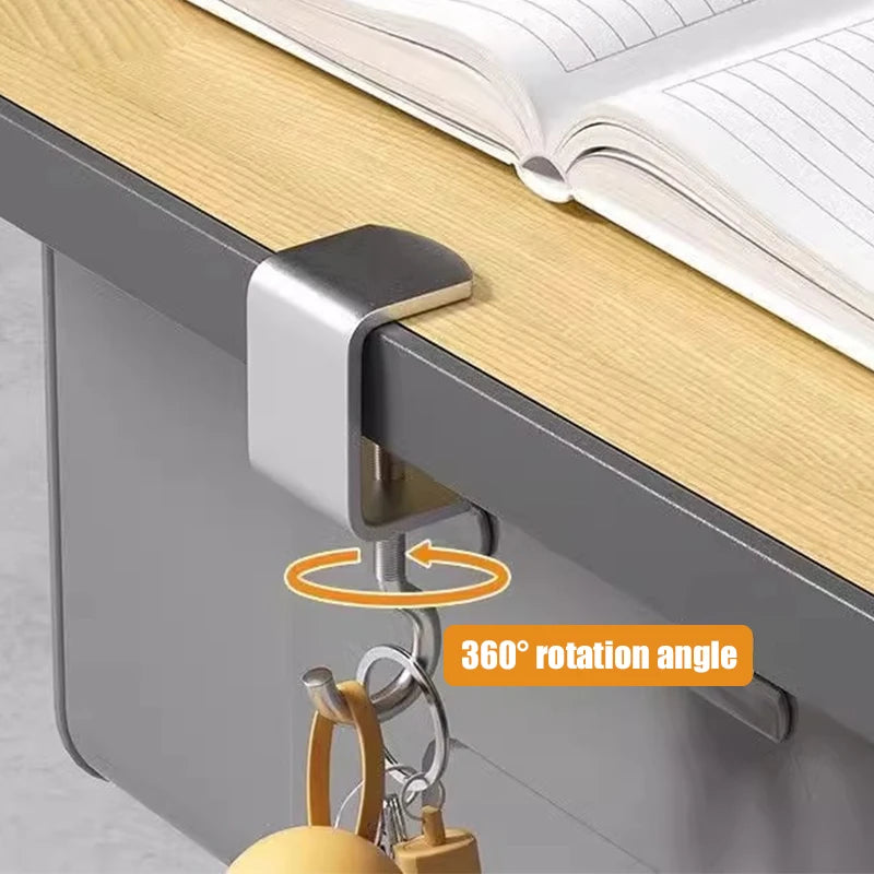 Ganchos de mesa de acero de 1/5 piezas con 360 °   Giratorio: instalación extraíble, de carga y no destructiva, adecuada para escritorios de oficina
