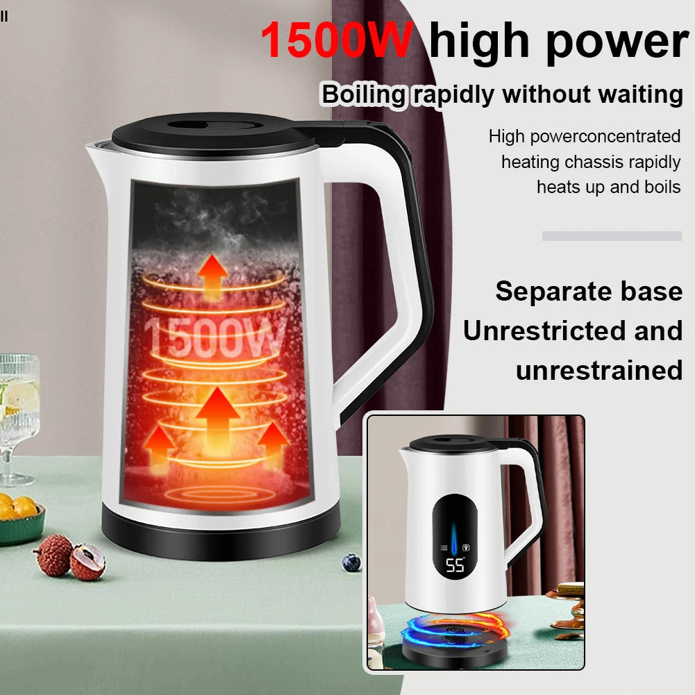 Caldera de agua caliente con pantalla Digital eléctrica de acero inoxidable de 3L, tetera multifuncional con apagado automático, tetera de agua de ebullición rápida de 1500W