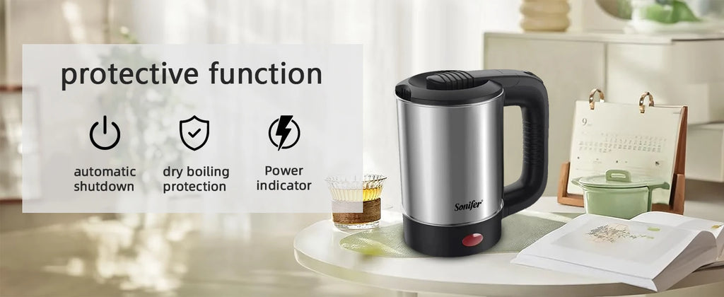 Hervidor eléctrico portátil de viaje, mini tetera/café, compacto y duradero. Perfecto para viajar